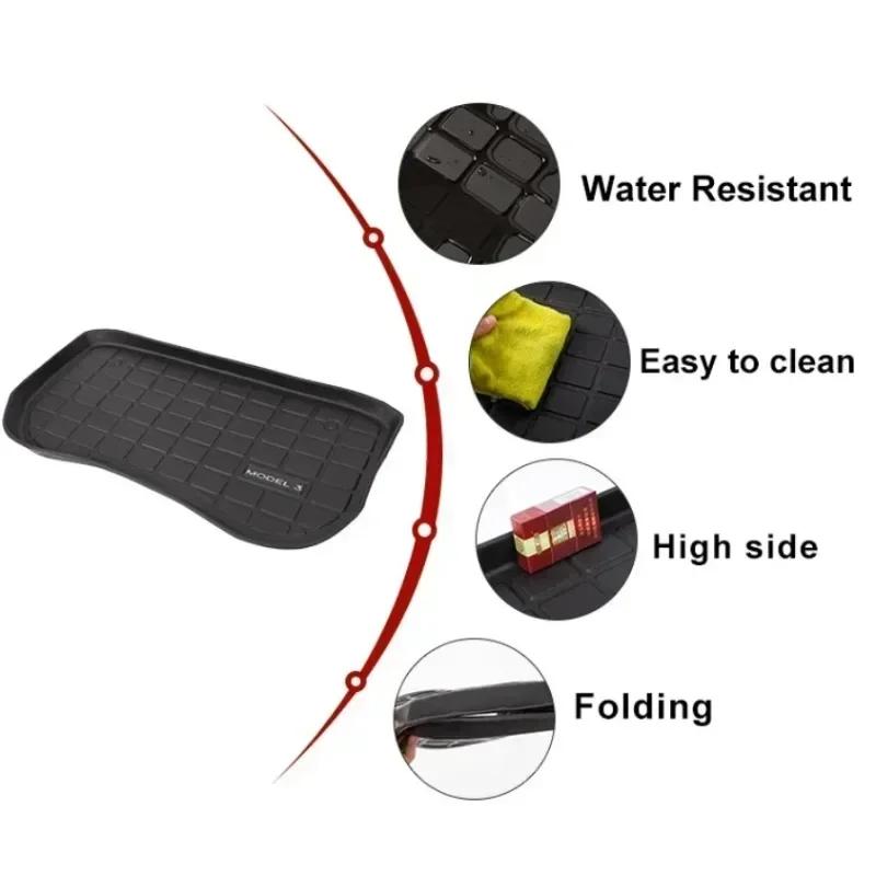 Upgrade Cargo Liner Set For Tesla Model Y 2020-2025 All-Weather Trunk Mats Set Carpet Protect Frunk Front/Lower Boot Liners