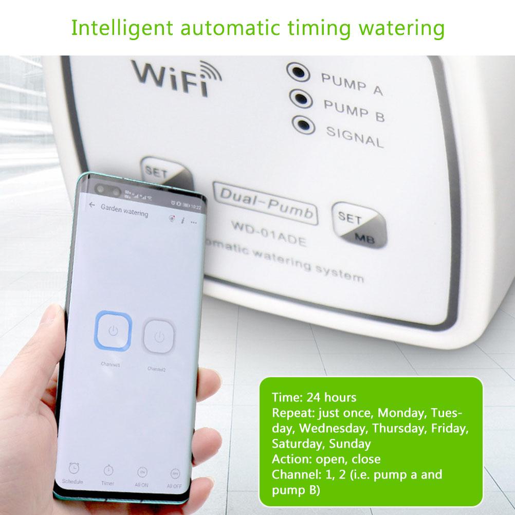 Wifi Double Pump Smart Watering System Smart Self Watering Timer Device Remote Controlled Watering
