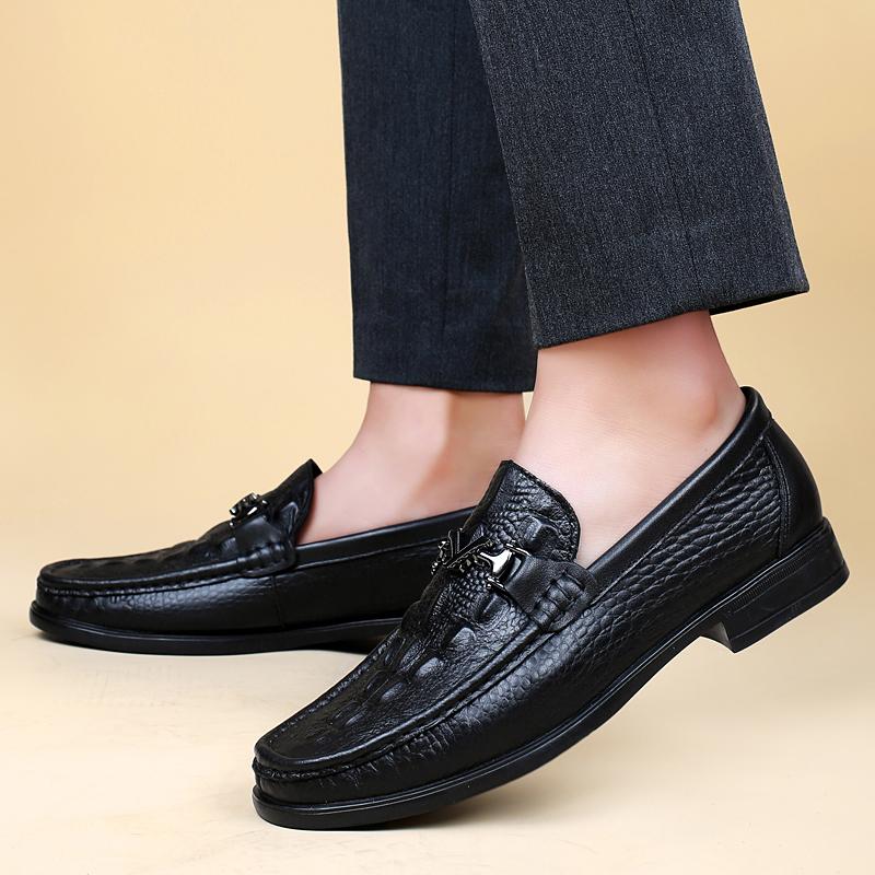 Fashion Summer Adult Loafers for Men Casual Footwear Mens Fashion Genuine Leather Shoes Wedding Business Dress Breathable Driving Shoes