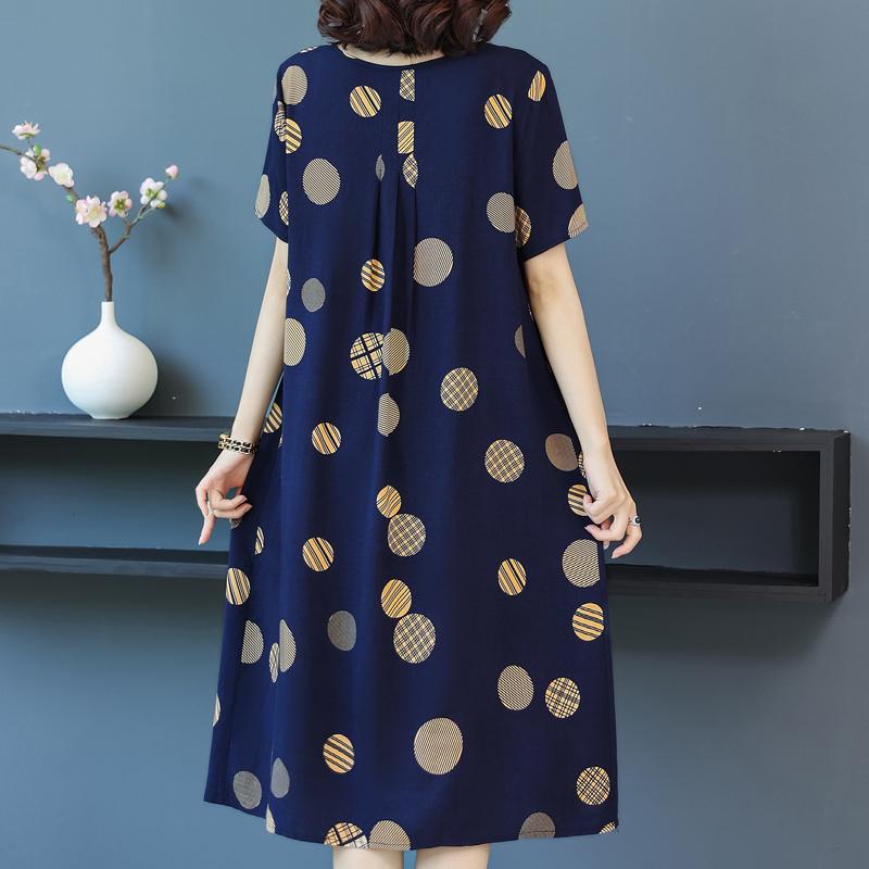 Plus Size Summer Woman Dress Vintage Short Sleeve Print Female Loose Casual Floral Dresses