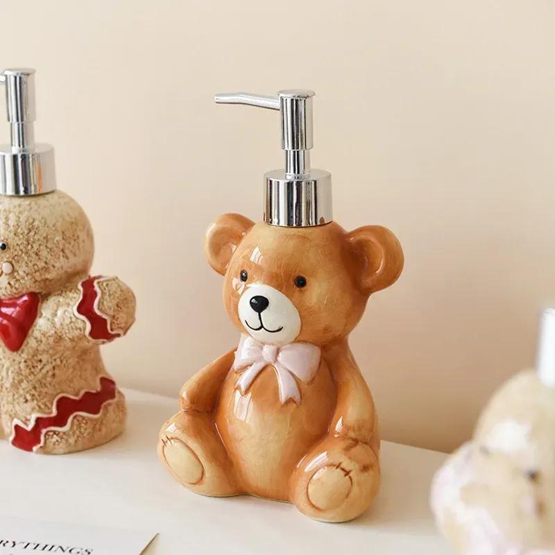 Christmas Ceramic Lotion Bottle Cute Bear Ornament Bathroom Shampoo Body Wash Makeup Remover Storage Bottle Bathroom Accessories