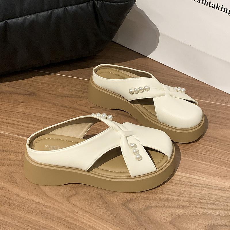 Platform Mary Jane Shoes Women's 2025 Summer New Outwear Fashion Versatile Casual Soft Bottom Non-slip Baotou Slippers