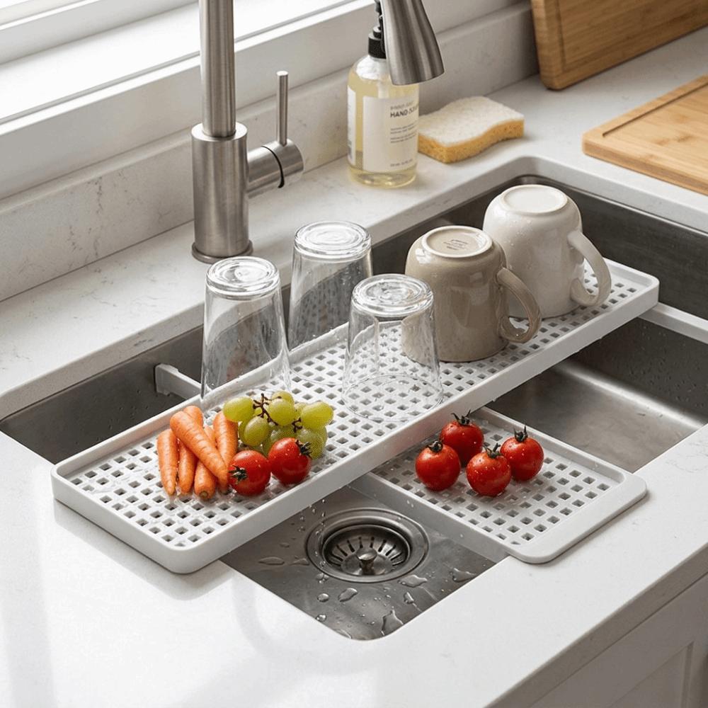 Stable Draining Tray Hollow Draining Drain Holder Easy To Clean Kitchen Tray Tableware Drying