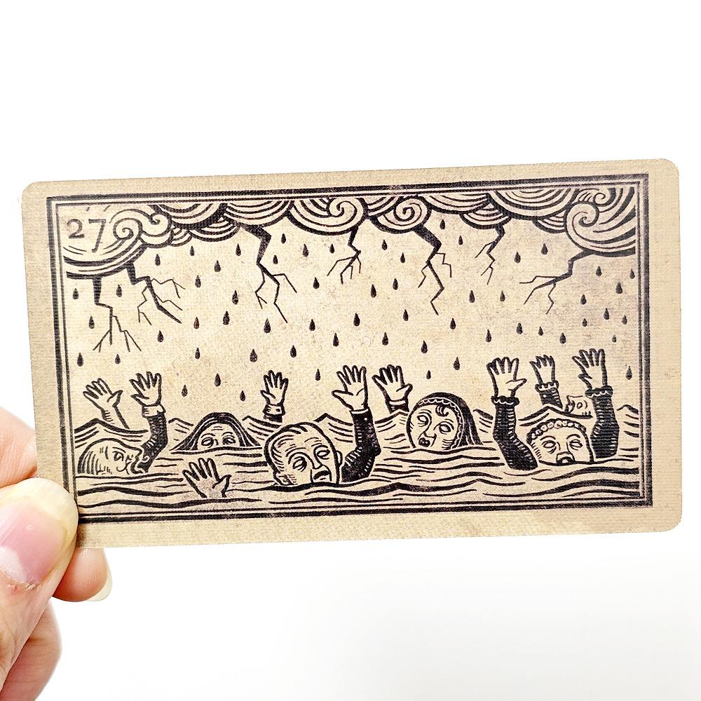 10.3*6cm Mildred Payne's Oracle of Black Enchantment 52 Pcs Black Line Imagery Woodblock Style Cards