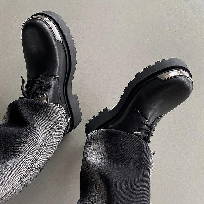 Fashion Italian Men's Leather Casual Shoes Thick Bottom Outdoor High Quality Safety Shoes for Men Work Formal Shoes Designer Dress Shoe