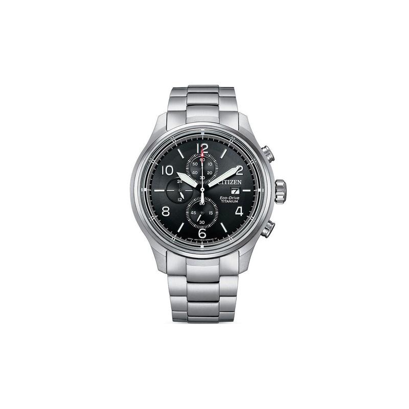 

CITIZEN 100 meters waterproof, solar Quartz, super titanium strap, 44mm men s watch, black dial CA0810-88E чорний