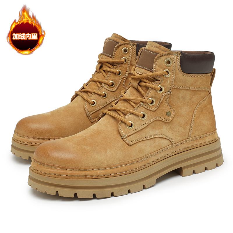 Genuine Leather Men Cowboy Boots 2024 New Non-Slip Top Quality Outdoor Sneakers Casual Natural Cow Leather Warm Men Winter Boots
