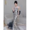 Evening Dress, Adult Ceremony, Engagement Toast, Light Luxury, Niche, High-end Host, Graduation, Fishtail French Sequins, Advanced Sense