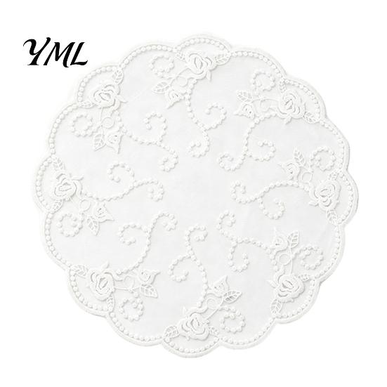 Retro European Style Table Linens Lace Placemat, White Floral Doilies, Embroidered Mat, Elegant Photo Backdrop Prop Sheer Mesh Doily for Tea