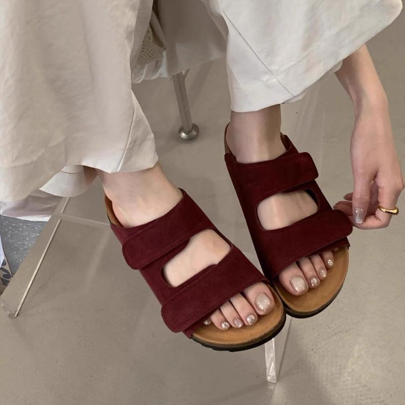 Velcro thick-soled slippers women's summer wear flat-bottomed Boken ugly cool slippers tide