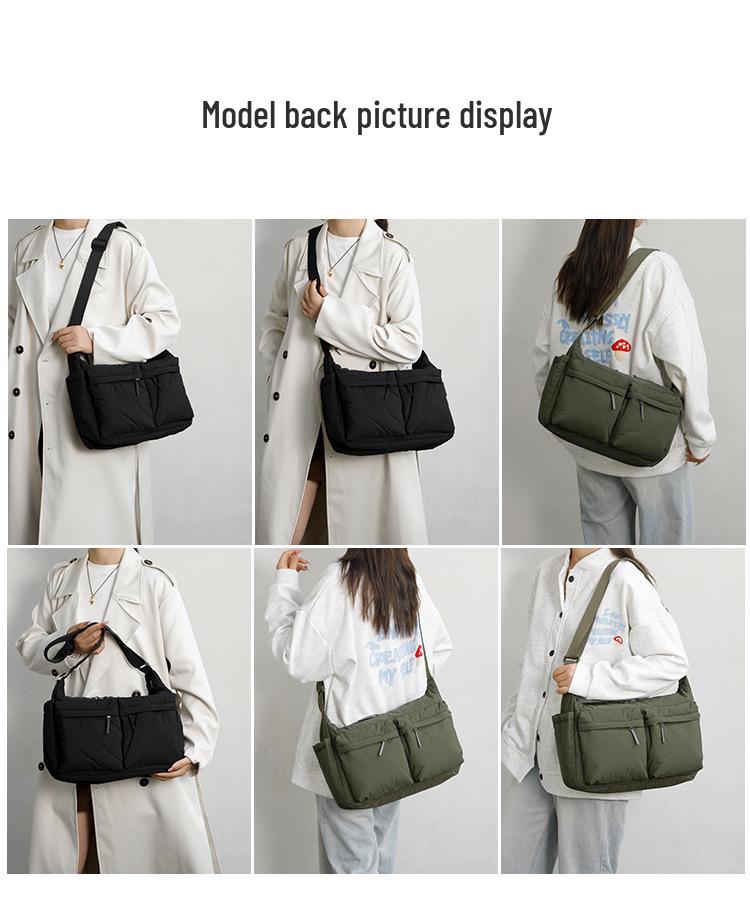 Unisex Herbst/Winter Nylon Umhängetasche - Große Kapazität, Baumwollgepolstert, Weiche Schultertasche für den lässigen Pendelverkehr