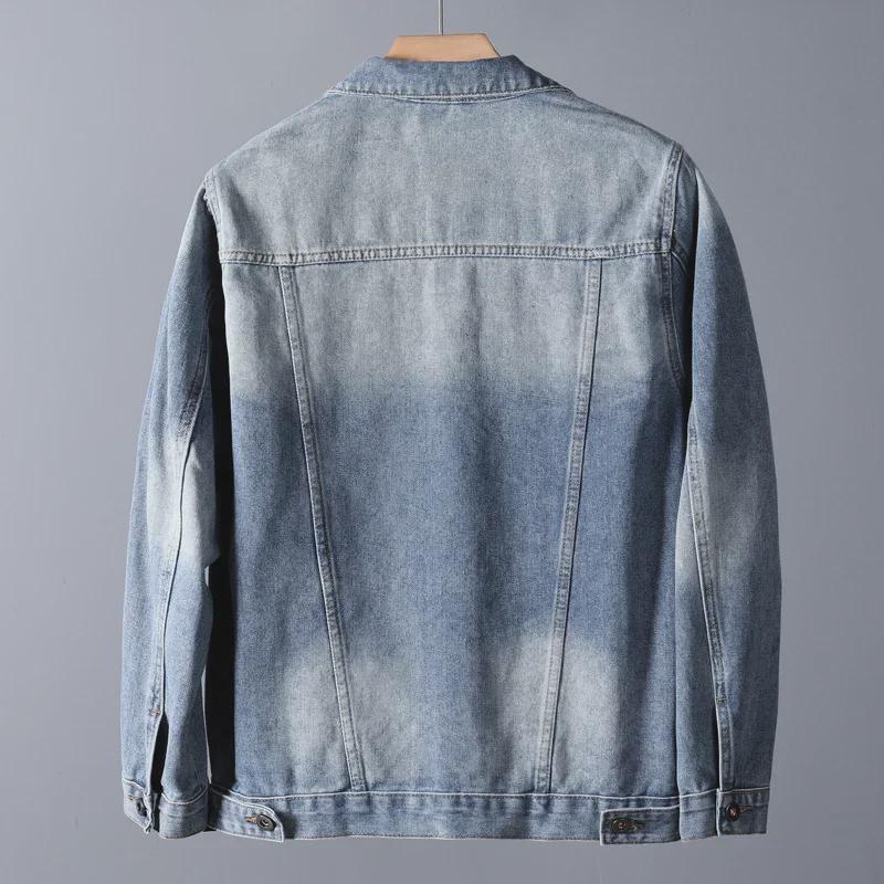 Men's Fashion Loose Fit Denim Jacket - 2023 Spring/Autumn Collection, Large Size, High Quality