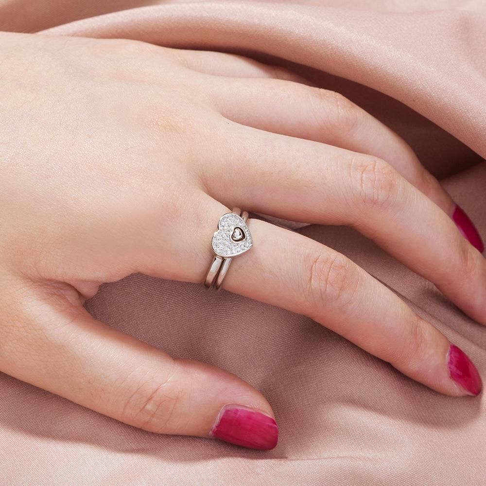 Adjustable Heart-Shaped Double-Layer Index Finger Ring - Cool European & American Style Jewelry