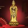 Feng Shui Copper South Sea Goddess of Mercy Bodhisattva Standing Lotus Flower Statues Sculptures