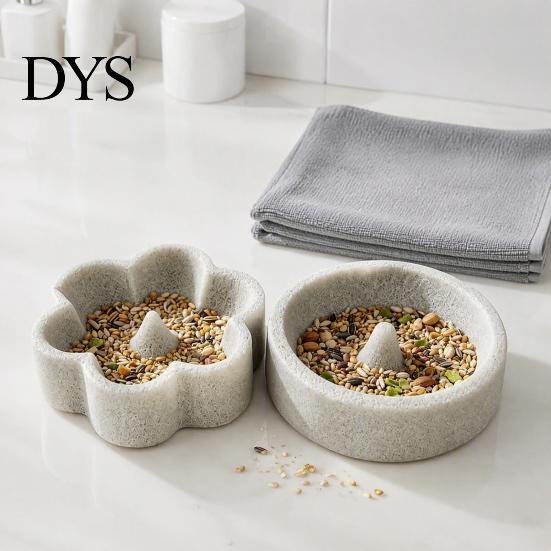Spill Proof Parrot Dish Pumice Stone Bowl, Bird Water Durable Food Dish, Cage Feeder for Cockatoo Cockatiel Conure Parakeet Non Stick Waterer