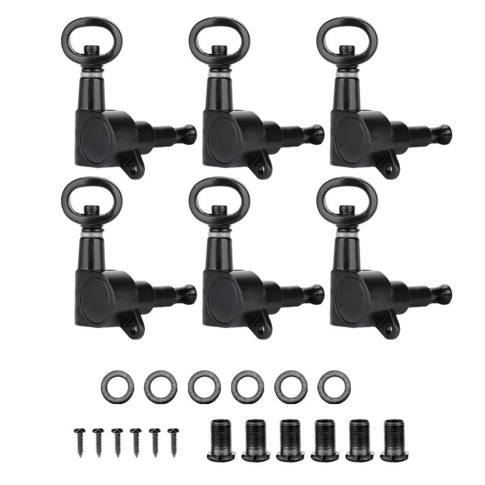 6PCS Black Color Acoustic Guitar Tuners Hollow Handle Design Electric Guitar Tuners For Guitarists