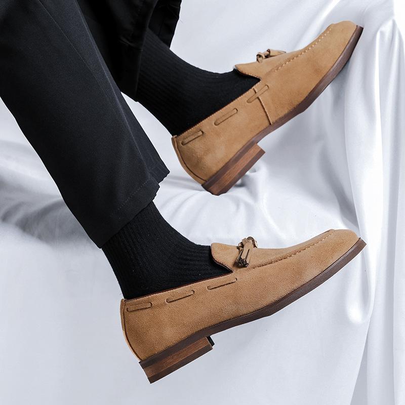 Men'S British Breathable Hair Stylist New British Style Beanie Shoes Fringed Leather Shoes 24262-R