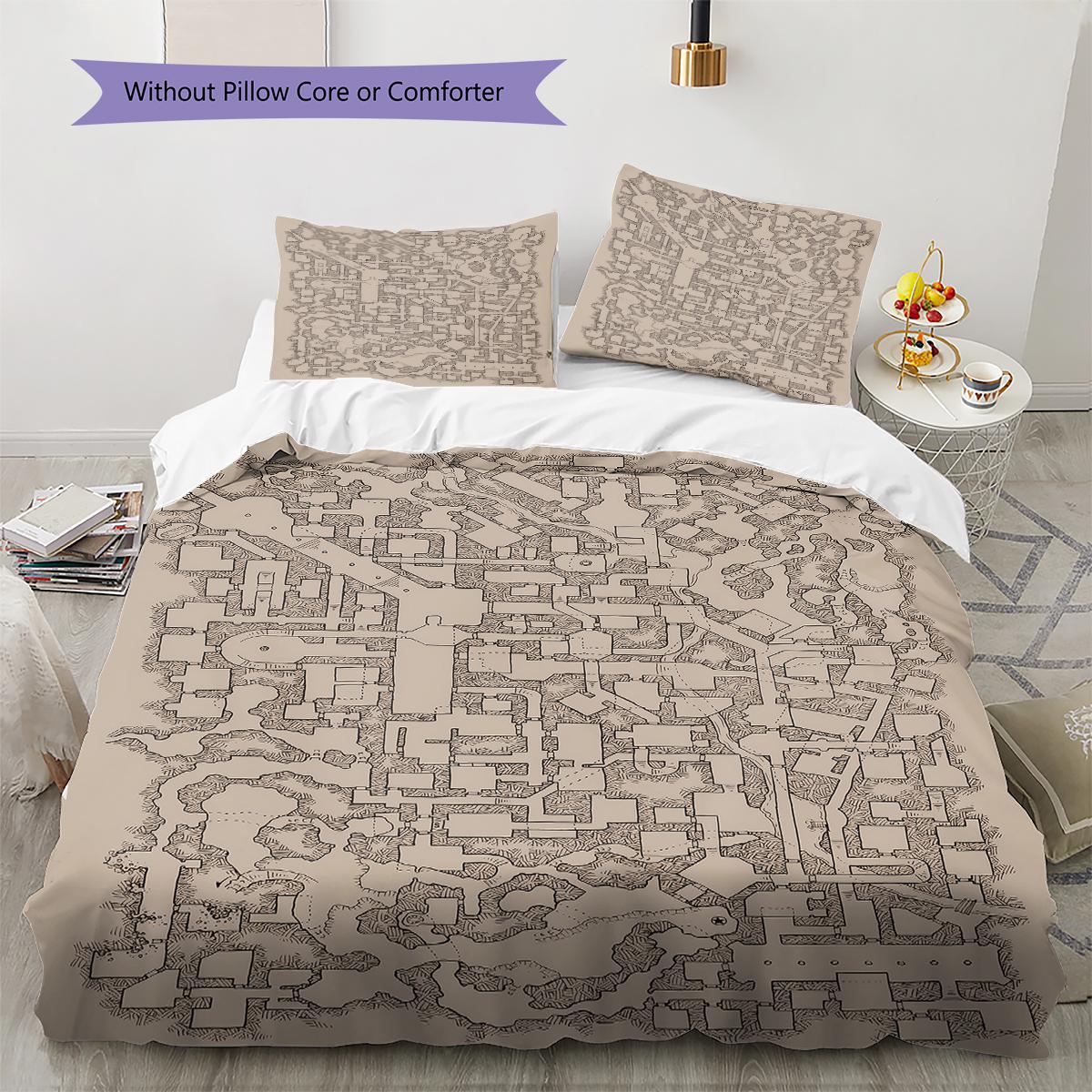 

D&D Dungeon and Dragons Pattern Bedding,Quilt Set Quilt Cover Pillowcase Home Birthday Gift (1 * duvet cover + 2 * pillowcase, without core) 135x200cm