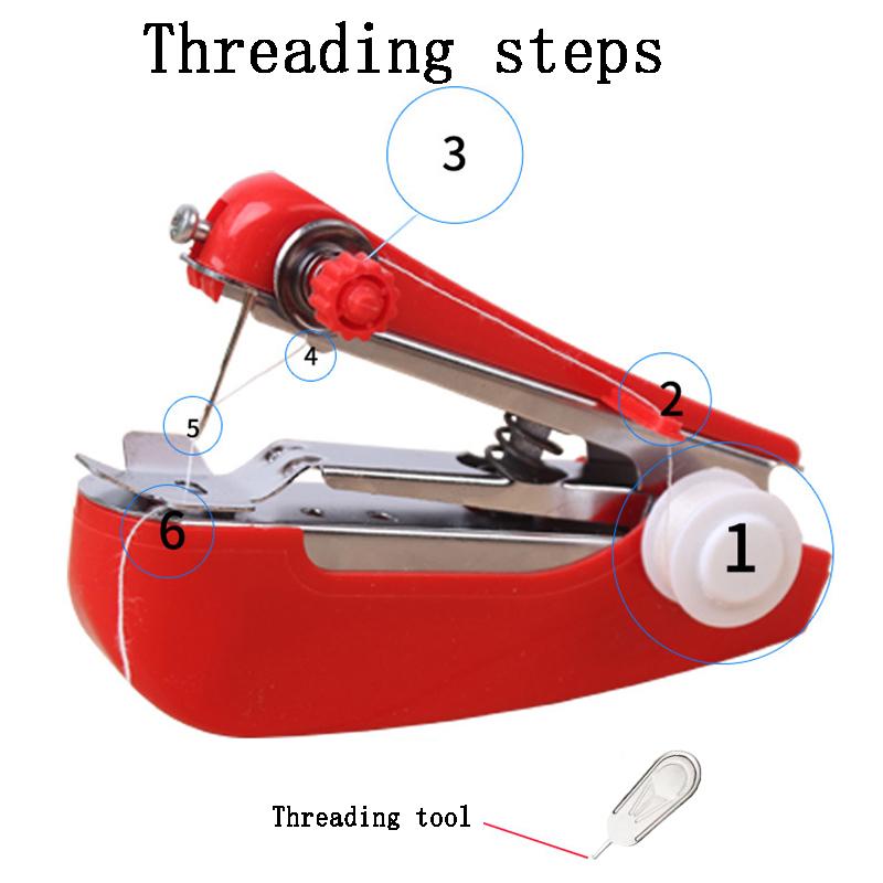 Portable Mini Manual Sewing Machine Pocket Outdoor Tourism Handheld Household Easy Multifunctional Threading Tools Color TMZ
