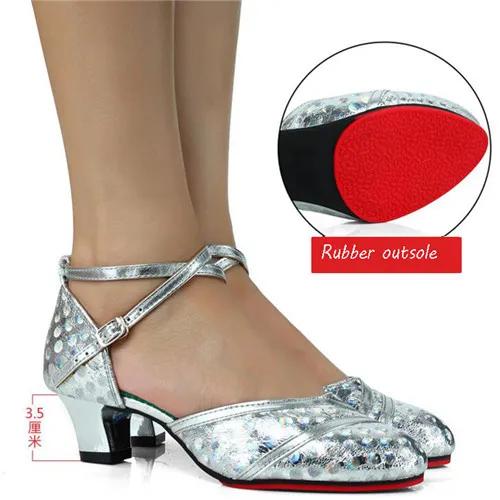 Glitter Closed Toe Dance Shoes Woman Salsa Dance Shoes Ladies Professional Modern Ballroom Samba Tango Salsa Latin Dance Shoes