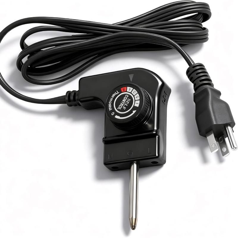 

Шнур для заміни електричної сковороди для Masterbuilt, Hamilton Beach, Chefman, Presto, Cuisinart Fondue Pot, 15A/125V Регульований термостат, шнур-щуп, Термост чорний