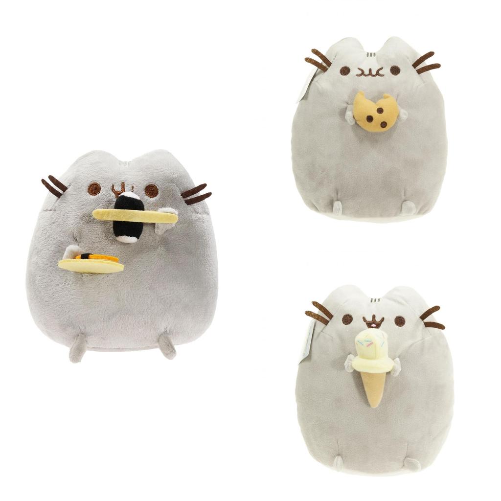 Cute Gray Fat Cat Plush Toy Doll Stuffed Animal Souvenir Cartoon Figure 20cm