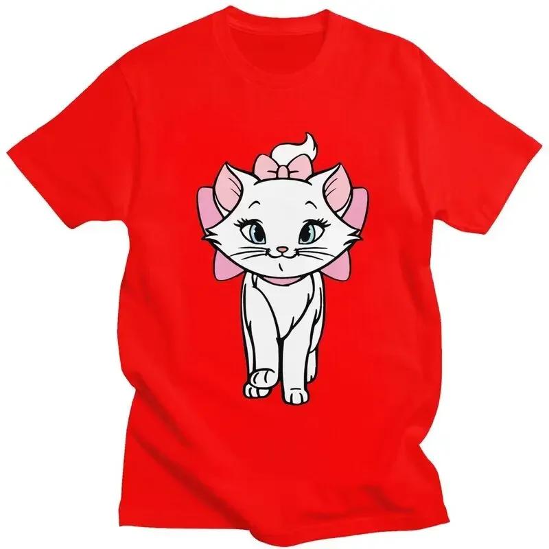 Male Marie Cartoon Cat T Shirt Short Sleeve Cotton Tshirt Trendy T-shirt Leisure Tee Tops Oversized Apparel Unisex