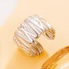 Stainless Steel Retro Wide Band Geometric Open Ring - Exaggerated Thick Design for Index Finger