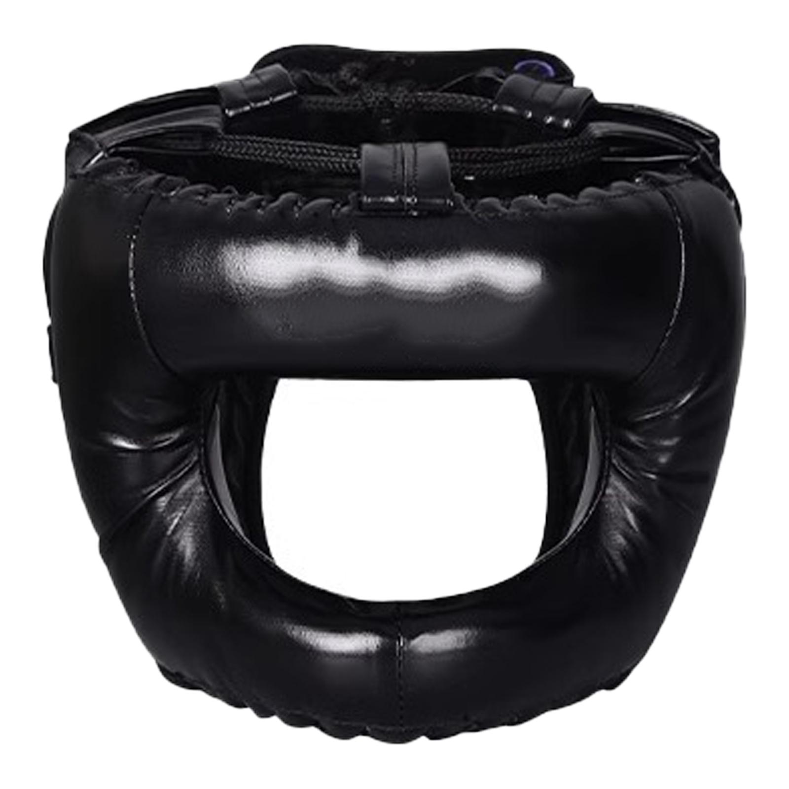 

Full Face Kick Boxing Helmets PU Leather Training Sparring Headgear Helmets Martial Art Headgear Protector Enduring M чорний