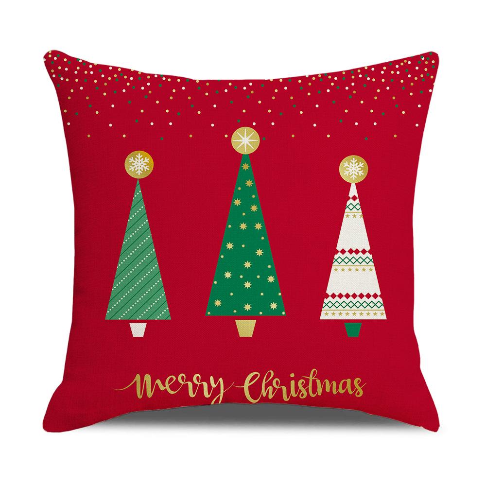 New Home Furnishings Christmas Linen Pillowcase Cartoon Christmas Tree Sofa Cushion Cover Pillow Cover