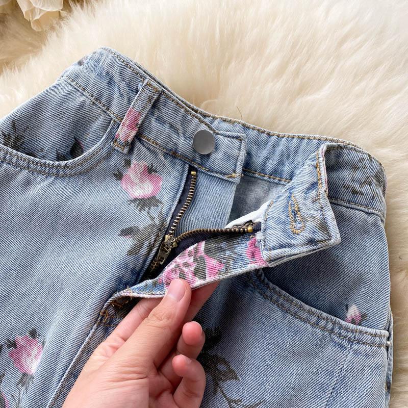 2025 Spring Denim Skirt Women's Autumn High Waist Slim Skirt A-Line Skirt Small Fork Skirt
