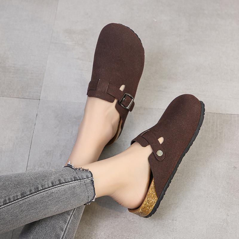 New Large-sized Pocket Shoes for Women, Casual Burken Shoes, Thick-soled Semi-slipper, Soft Soles for Lazy People