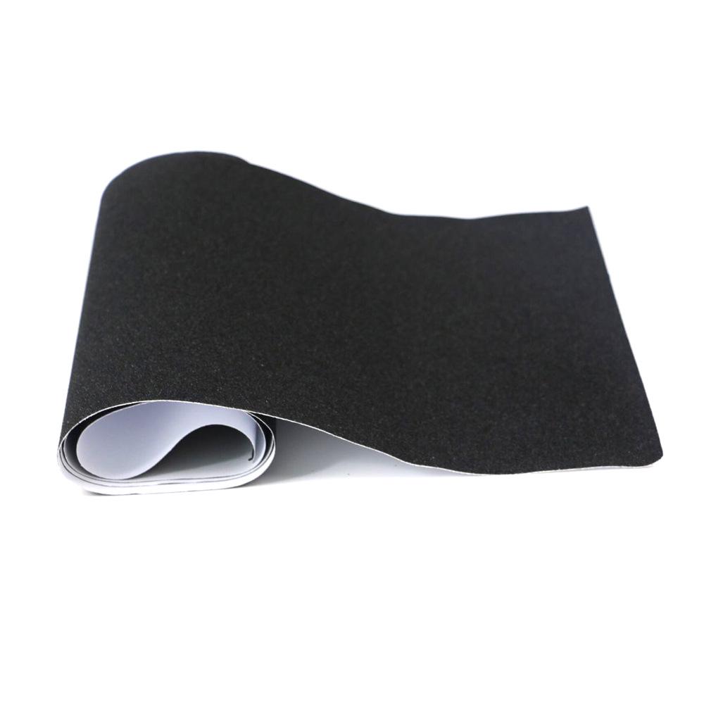 Intermediate Double Kick Skateboard Anti-Slip Sandpaper Sticker - Black, Self-Adhesive, Diamond Sand, 80 Grit.