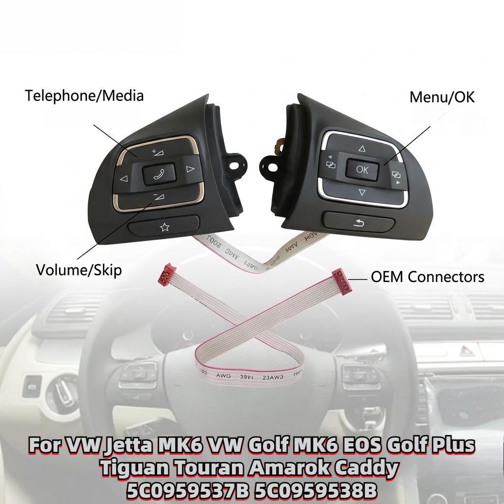 Steering Wheel Multifunction Button For VW Jetta MK6 VW Golf MK6 EOS Golf Plus Tiguan Touran Amarok Caddy 5C0959537B 5C0959538B