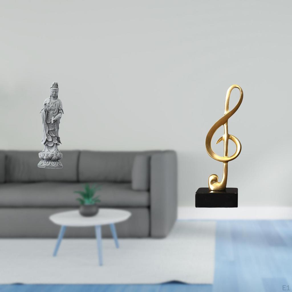 Guan Yin Music Note Statue Stone Ornament Creative Feng Shui Collection Chinese Female Buddha