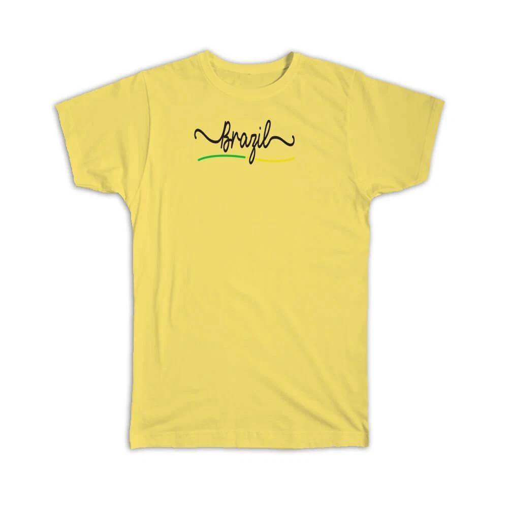 Gift T-Shirt : Brazil Flag Colors Brazilian Travel Expat Country Minimalist 3XL