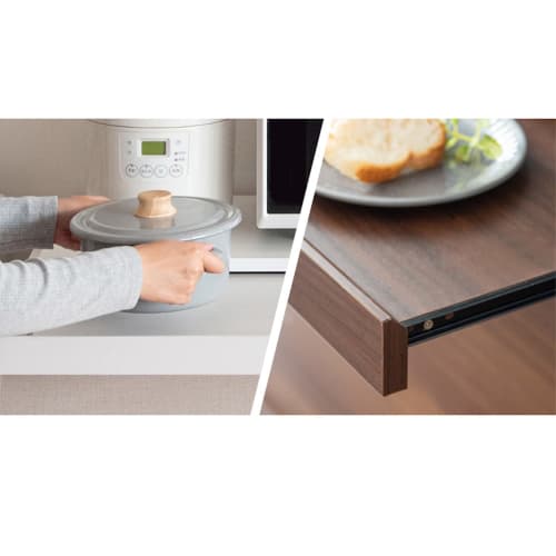 Miyatake Seisakusho Avenir Under-Microwave Tray with Full Slide Rails, Double Rail, 80cm Wide X 40cm Deep X 5cm High, TY-002 (White)