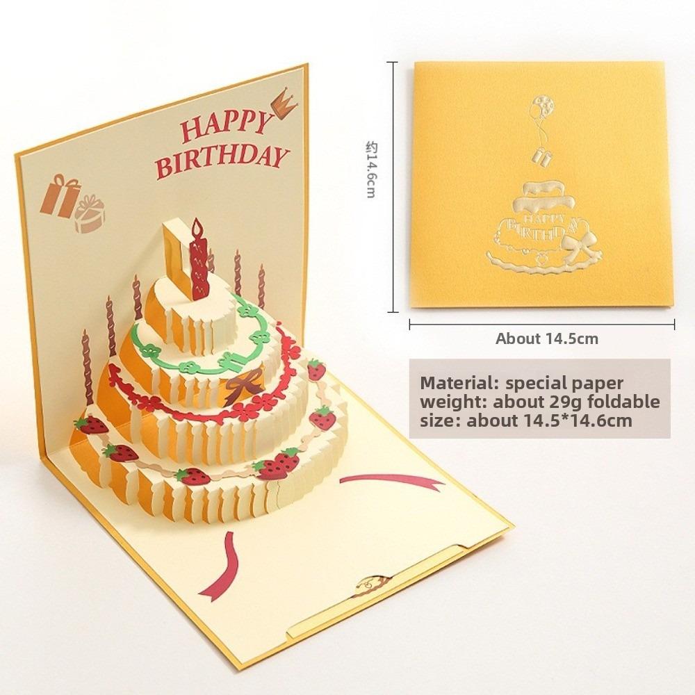 Gifts 3D 3D Pop Up Card Foldable Pop Up Mechanism LED Greeting Card Interactive Creative Happy Birthday Card Birthday Party