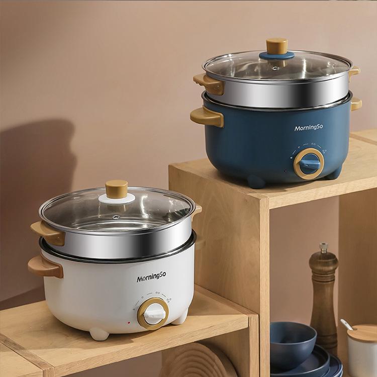 Multifunctional Electric Cooking Pot: All-in-One Hot Pot, Noodle Cooker, Stir-Fry and Frying Pan for Dorms and Small Homes