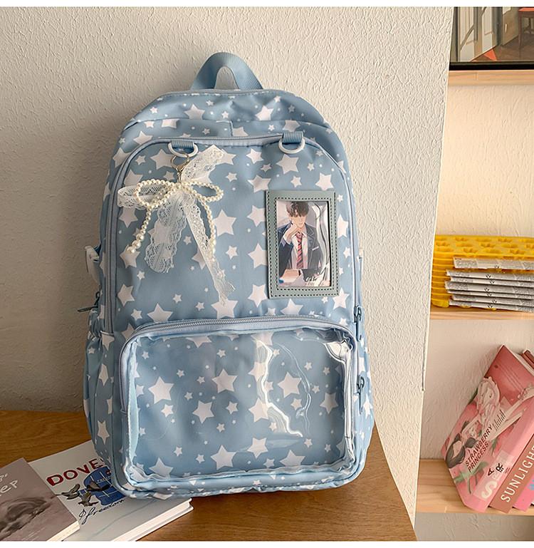 Starry Nylon Kids Backpack With Padded Shoulder Straps For School And Teens