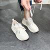 Little White Shoes Women's Lace-up Candy Color Platform Sneakers Color Matching Mesh Casual Shoes