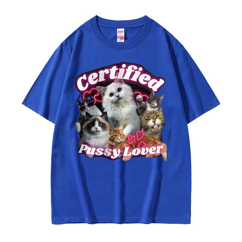 Funny Certified Cute Cat Lover Meme Tee Shirt Men Women Fashion Aesthetic Short Sleeve T Shirt Summer Casual Cotton Tshirt Tops