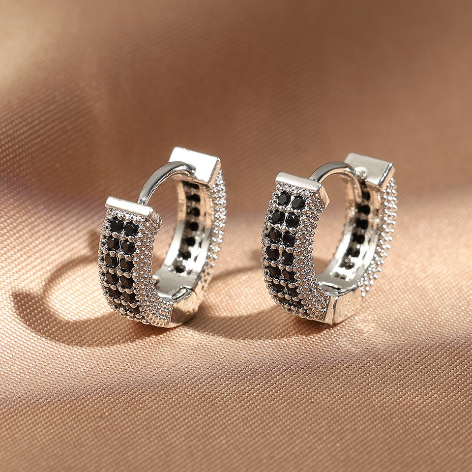 Luxury Cubic Zirconia Gold Color Zircon Hoop Earrings For Women Luxury Circle Crystal Girls Party Zircon