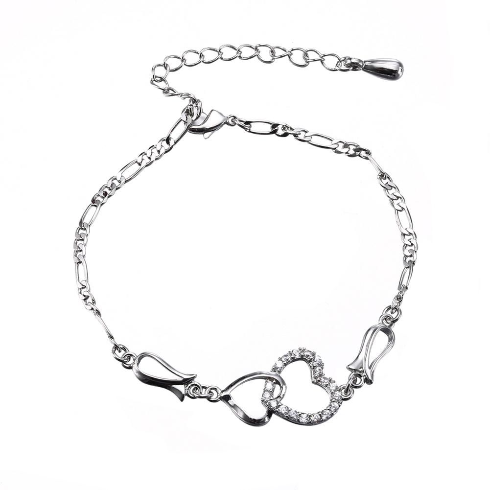 Bracciale da Donna Semplice a Forma di Cuore Vuoto Elegante Catena da Mano All-match