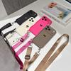 Cute 3D Golden Love Heart Soft Case For iPhone 17 11 12 13 14 15 Pro Max 16 Plus Crossbody Necklace Strap Lanyard Cover