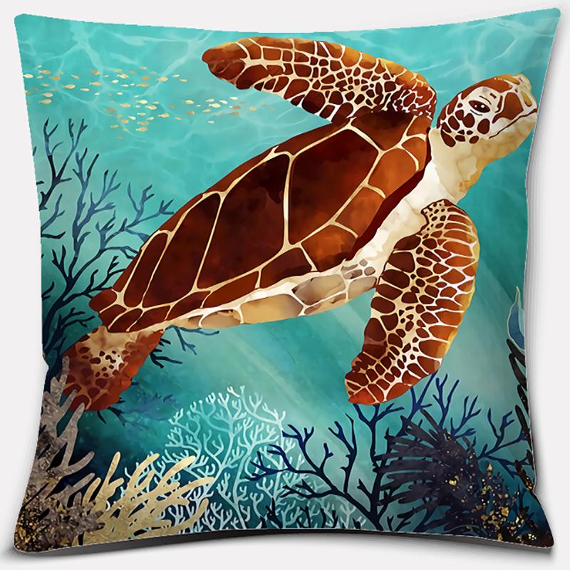 Metal Marine Animal Printing Series Pattern Pillowcase Square Home Office Decoration