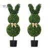 1/2Pcs Easter Bunny Artificial Plants Stake with LED Light Strip Outdoor Garden Patio Yard Lawn Bowknot Rabbit Faux Greenery Spike Decoration