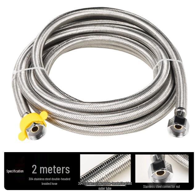 4-Min Stainless Steel Braided Dual Inlet/Outlet Hose for Hot/Cold Water Faucet, Heater, Angle Valve & Toilet.