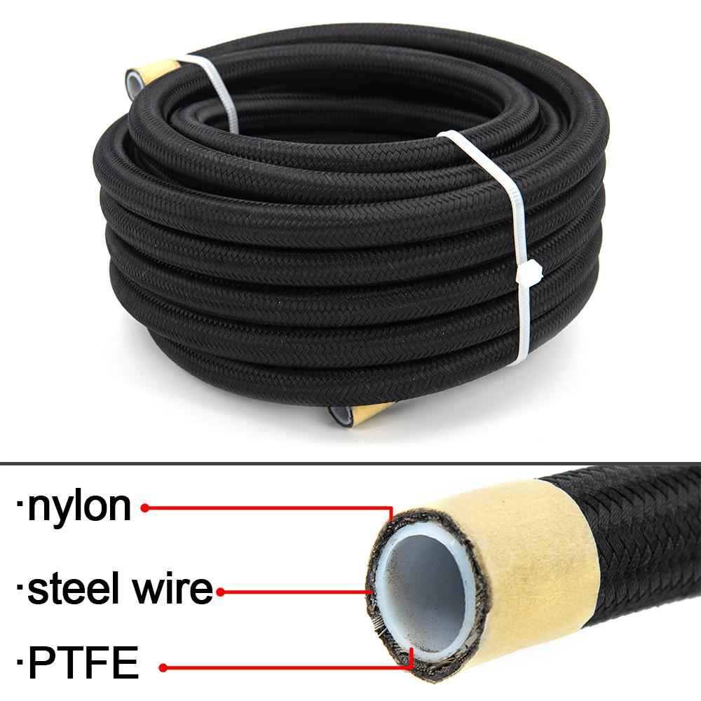 Free Shipping 10/20 FEET 3m/6m AN6 AN8 AN10 PTFE Oil Fuel Hose NYLON Braided Inside PTFE