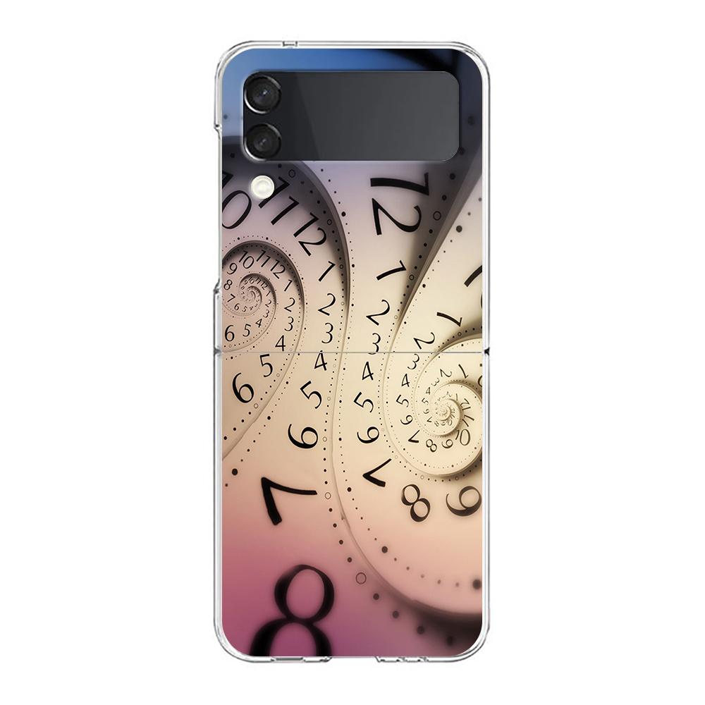 Phone Cover For Samsung Galaxy Z Flip 7 6 5 4 Case Transparent For Samsung Z Flip 3 Hard PC Foldable Shell Number Pattern Capas